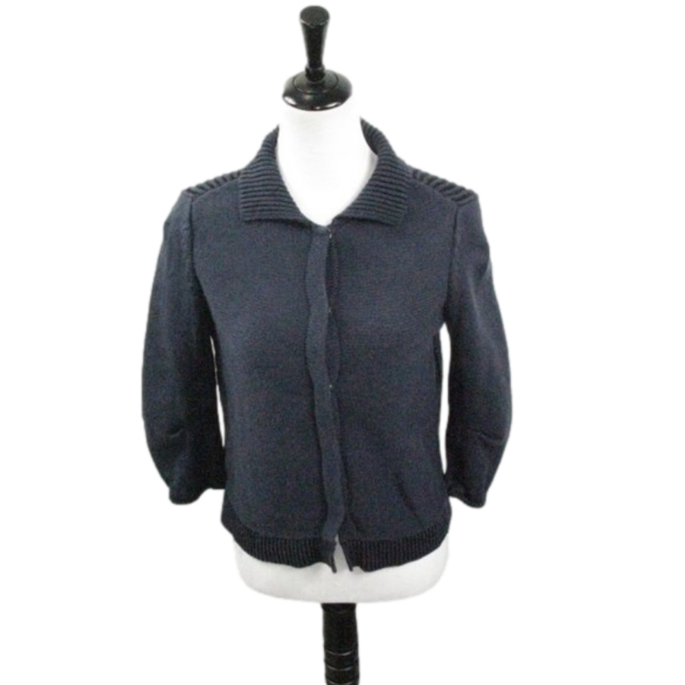 Cabi Navy Blue Snap Front 3/4 Sleeve Cardigan Size XS